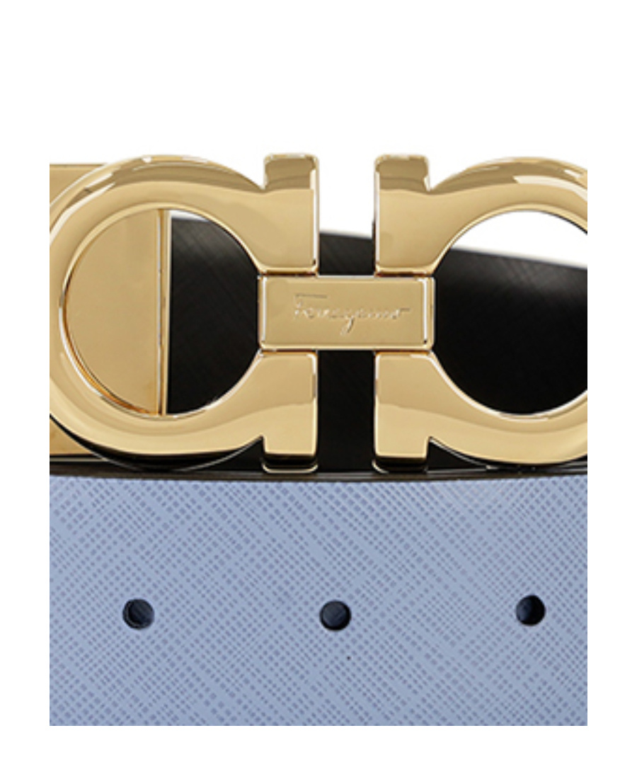 Ferragamo Logo Belt In Blue