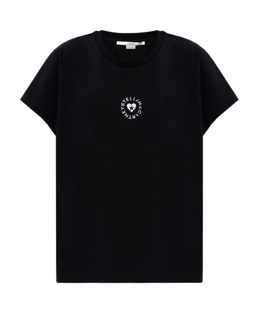 Stella Mccartney Heart Logo Print T-shirt In Black