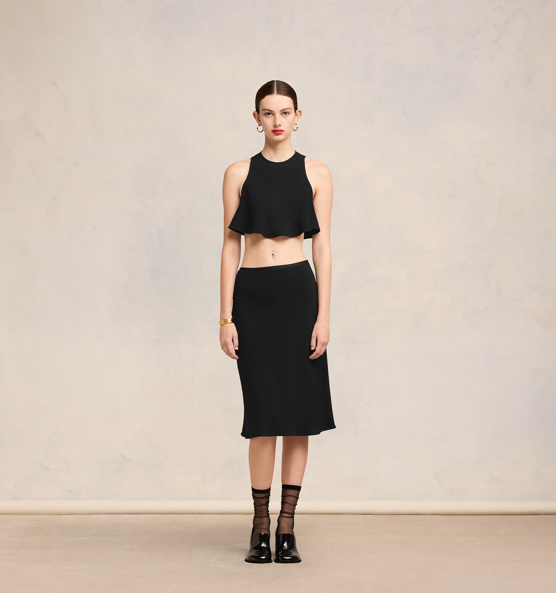Ami Alexandre Mattiussi Pencil Midi Skirt In Black