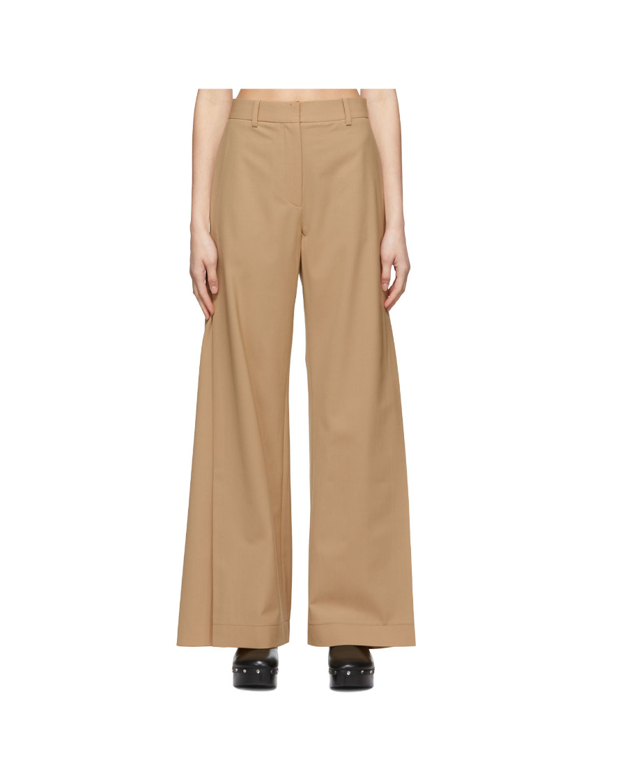 Co Mid-waist Polyester Plain Casual Pants In Nude