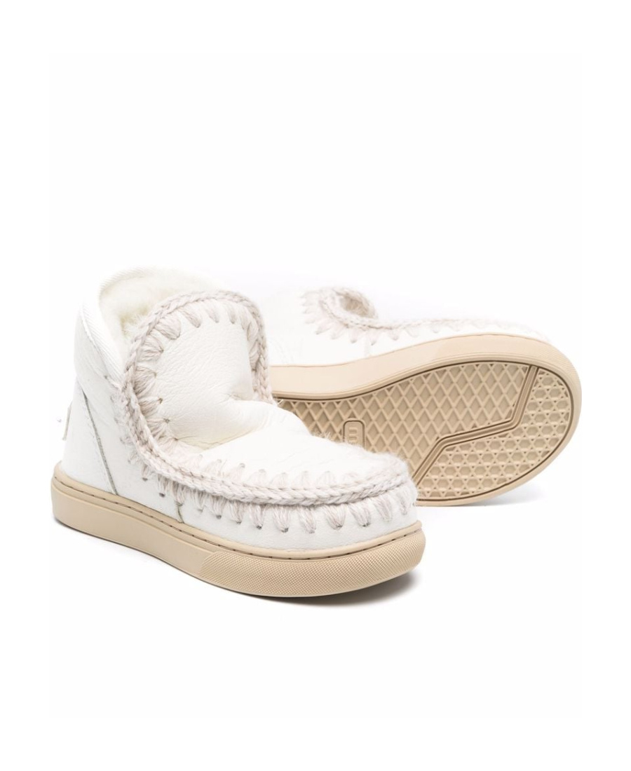 Mou Shearling Leather Boots In White