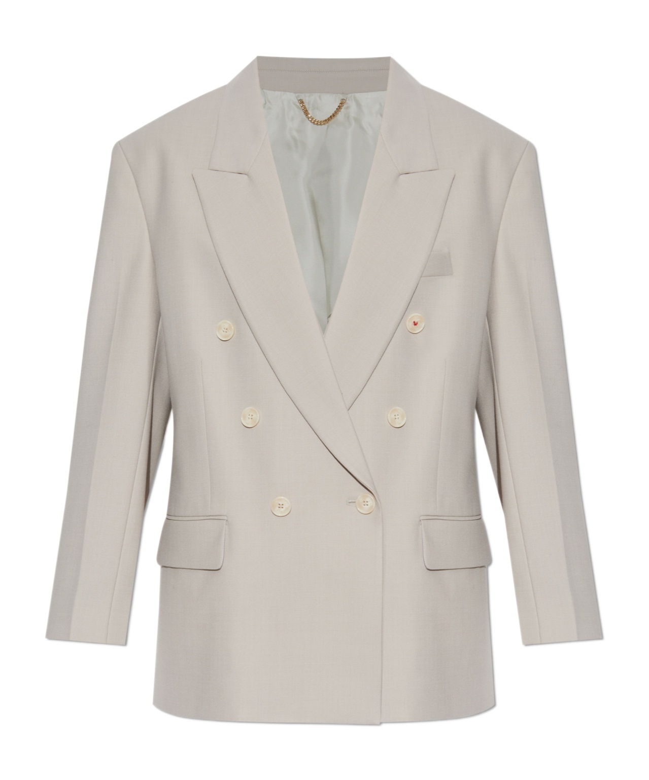 Victoria Beckham Light Grey Double-breasted Blazer With Notched Lapels