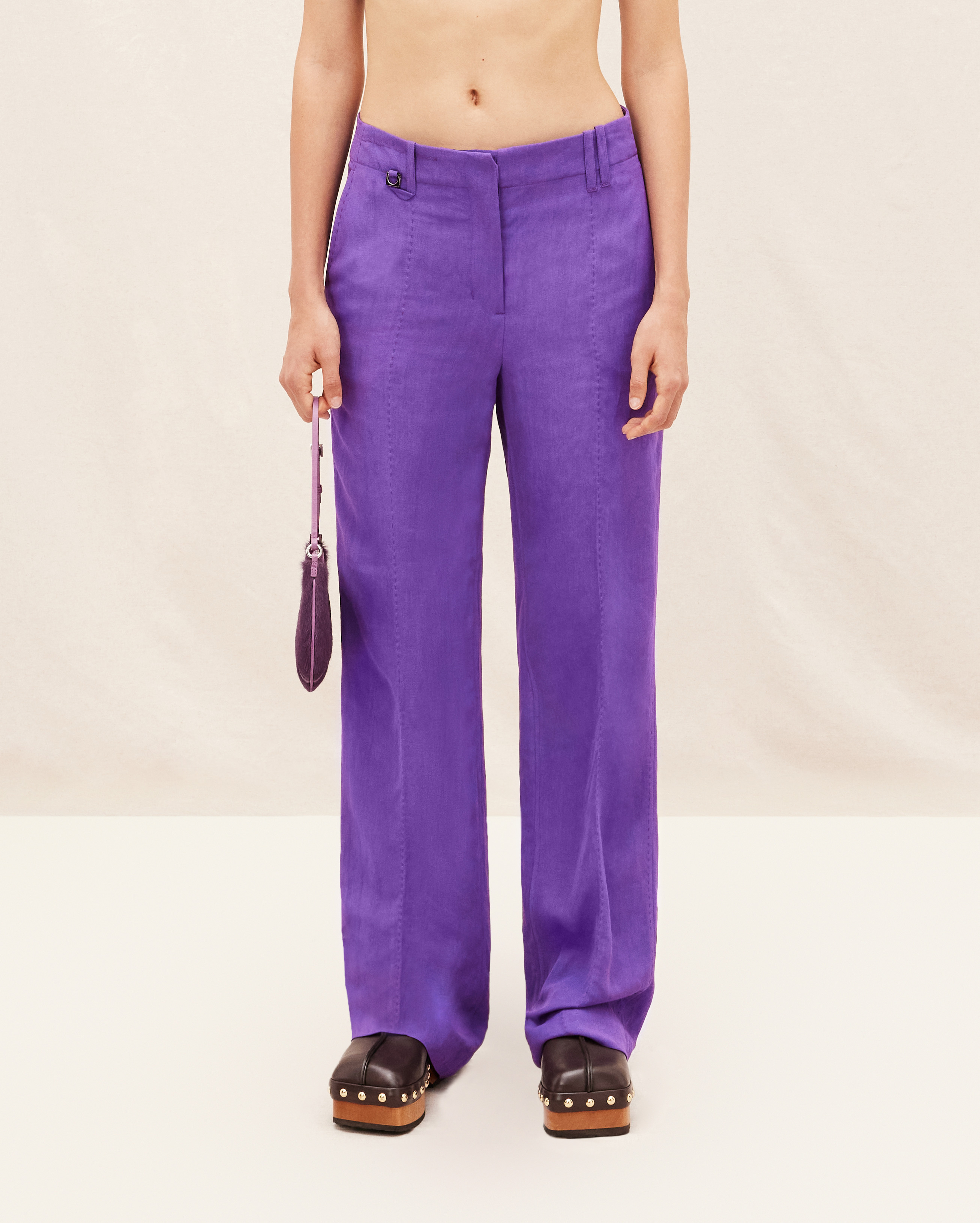 Shop Jacquemus Mid-rise Straight-leg Trousers In Purple