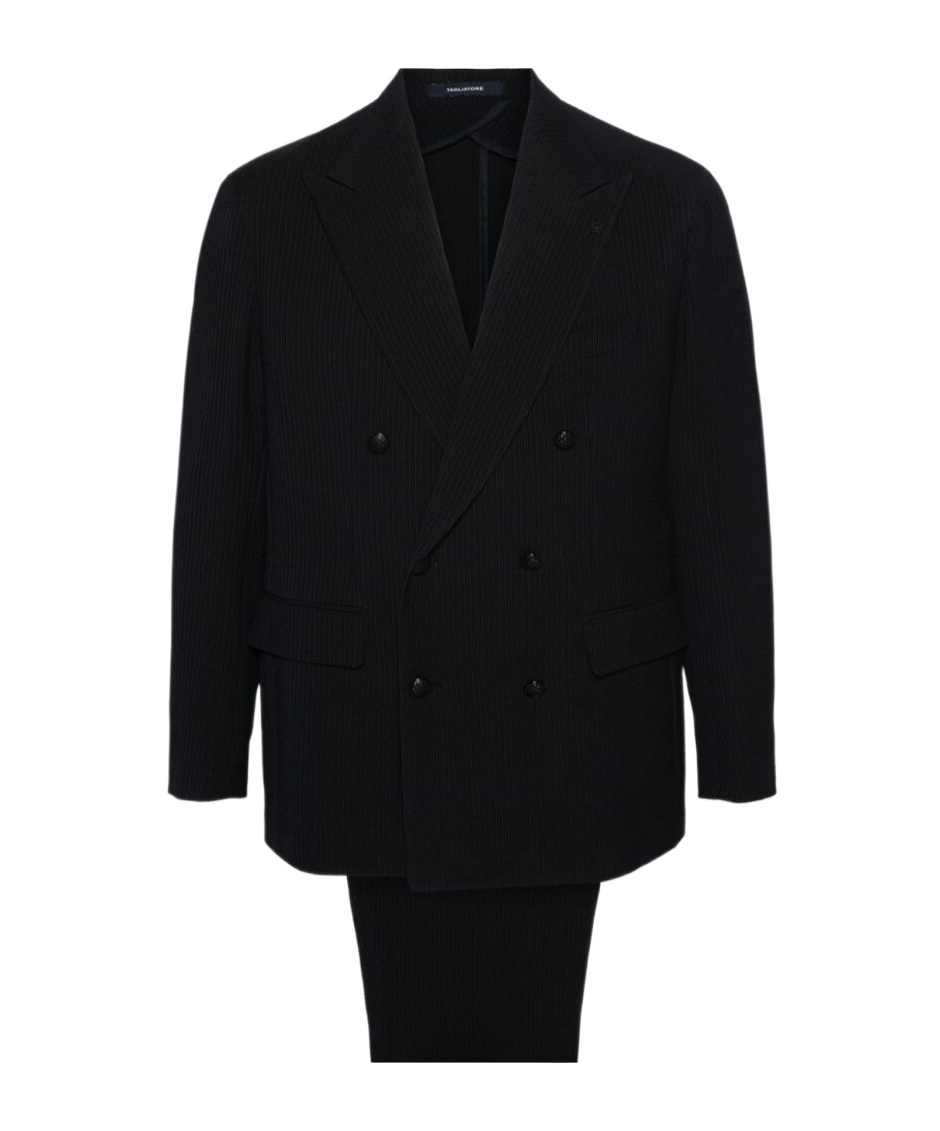 Tagliatore Double-breasted Suit In Black