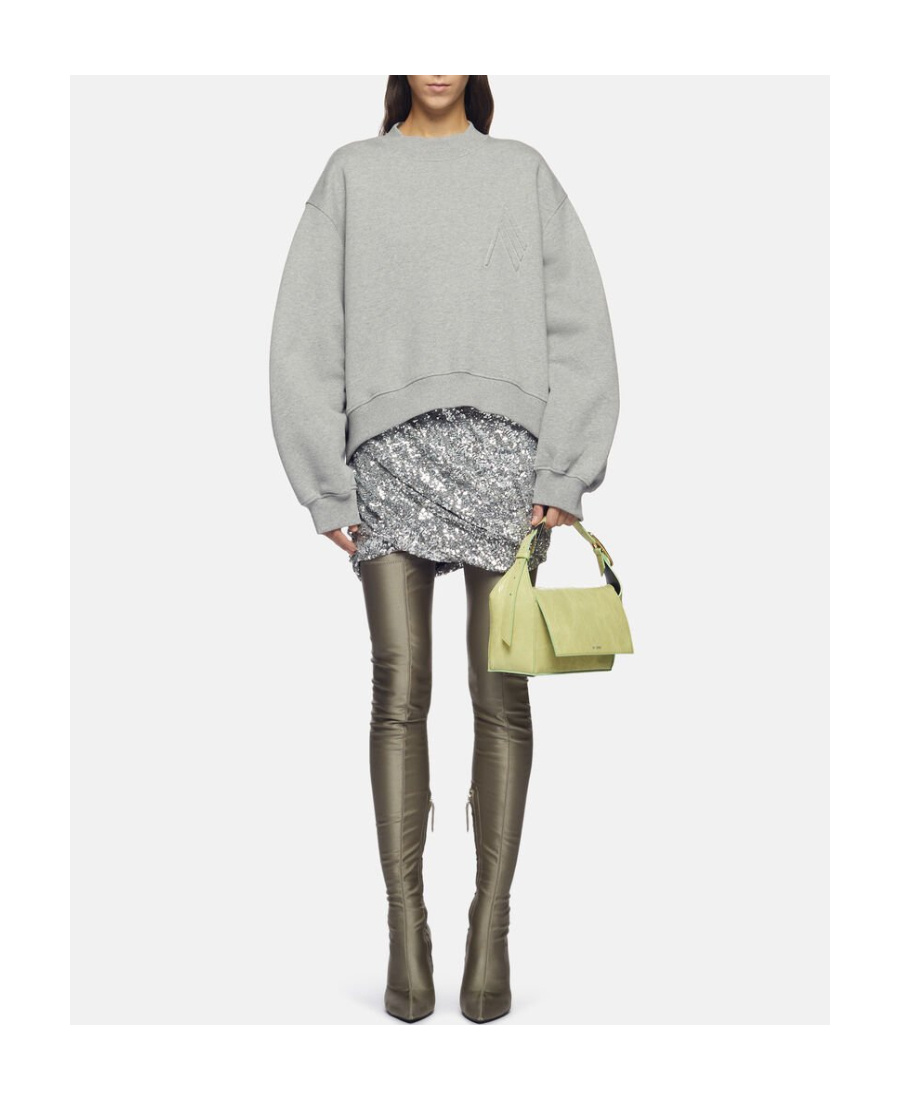 Attico The All-over Sequinned Mini Skirt In Gray