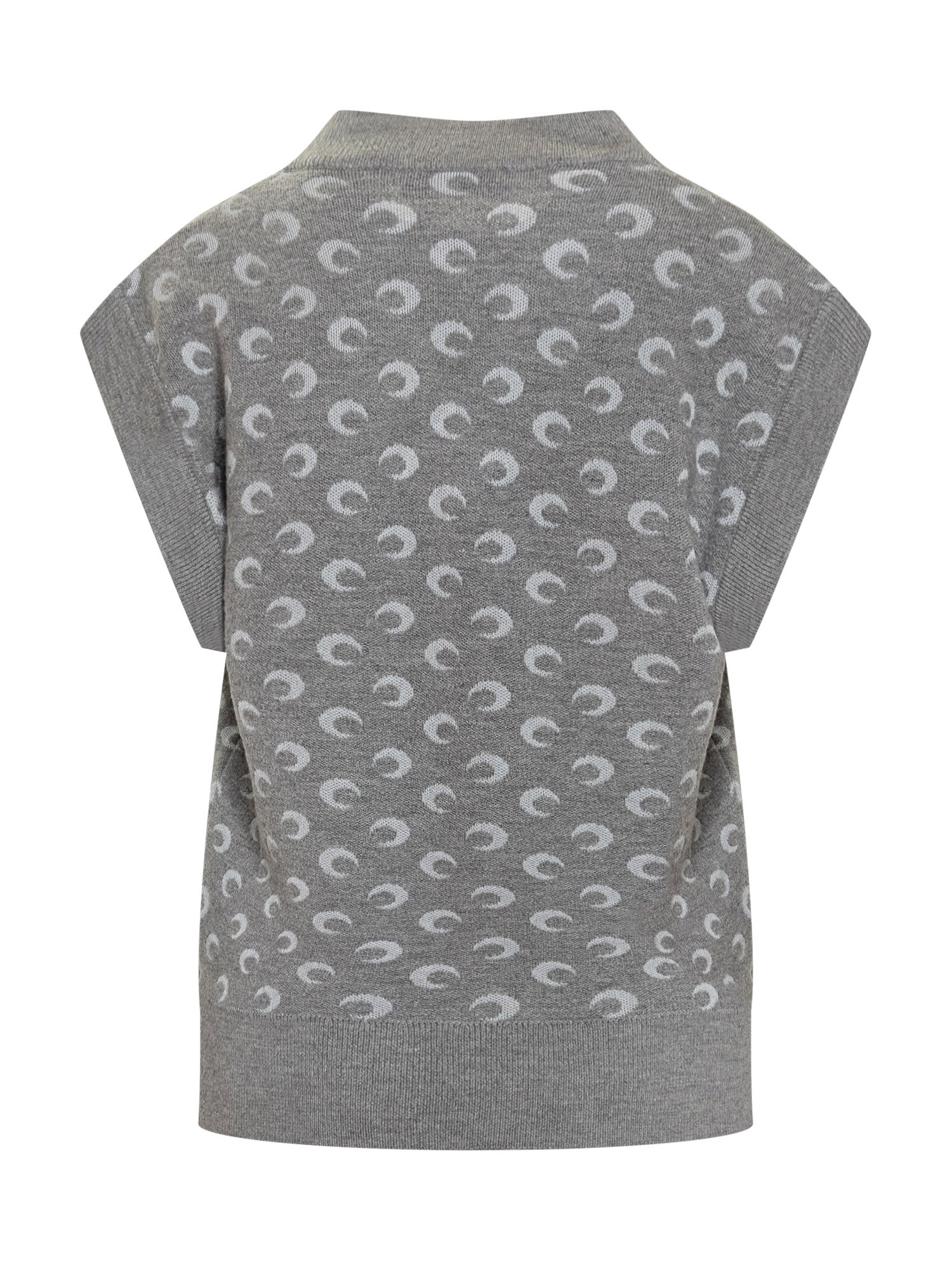 Marine Serre Knitted Vest Featuring Embroidered Pattern In Gray