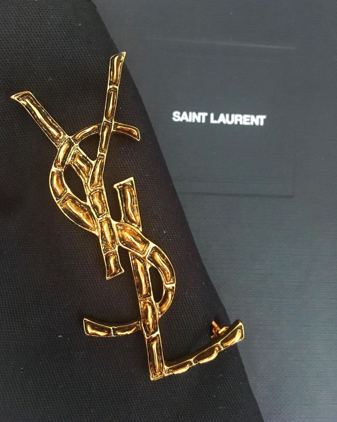 Saint Laurent Paris Women Cassandre Crocodile Metal Brooch In Green