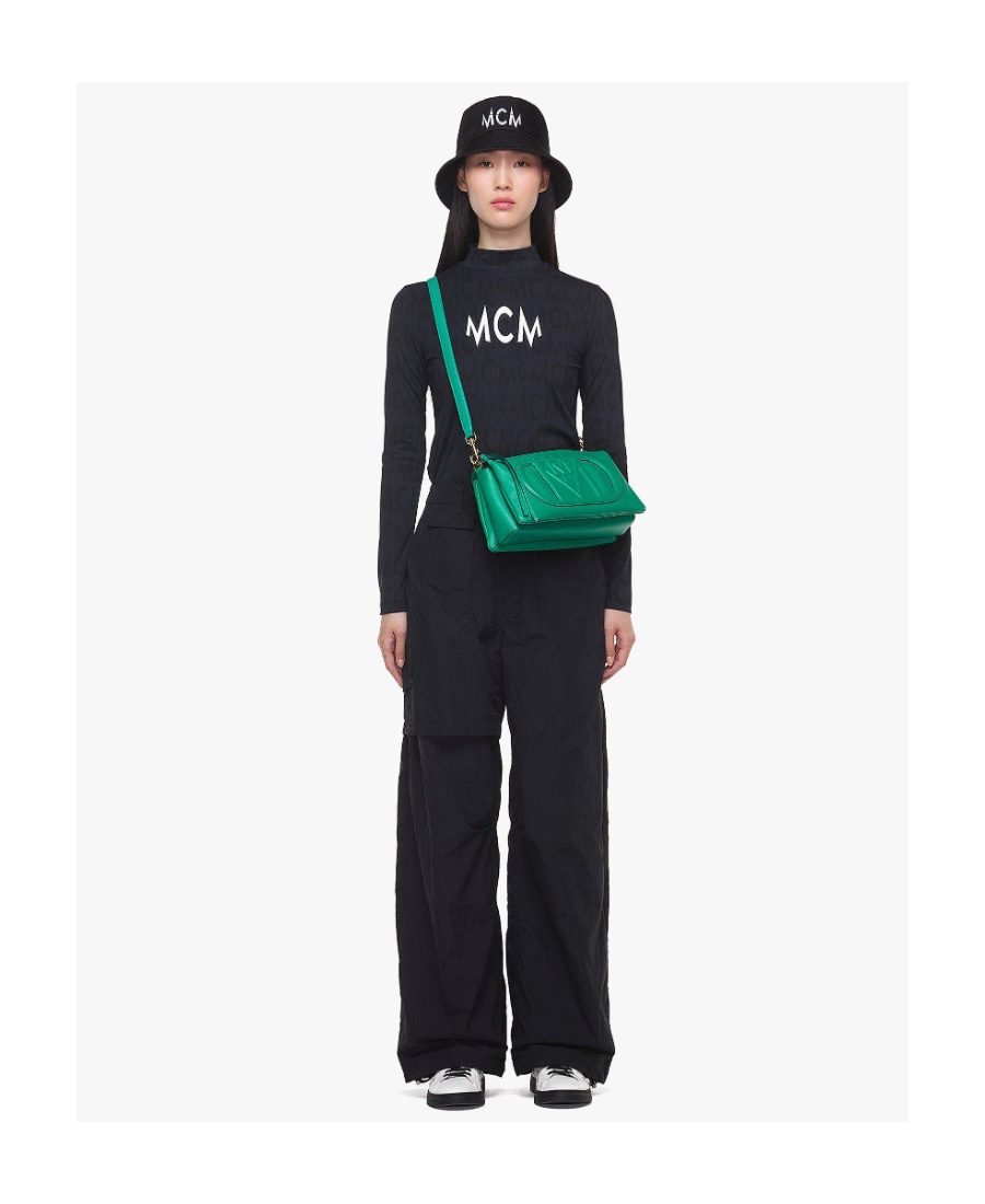 Mcm Logo Shoulder Bag In Green