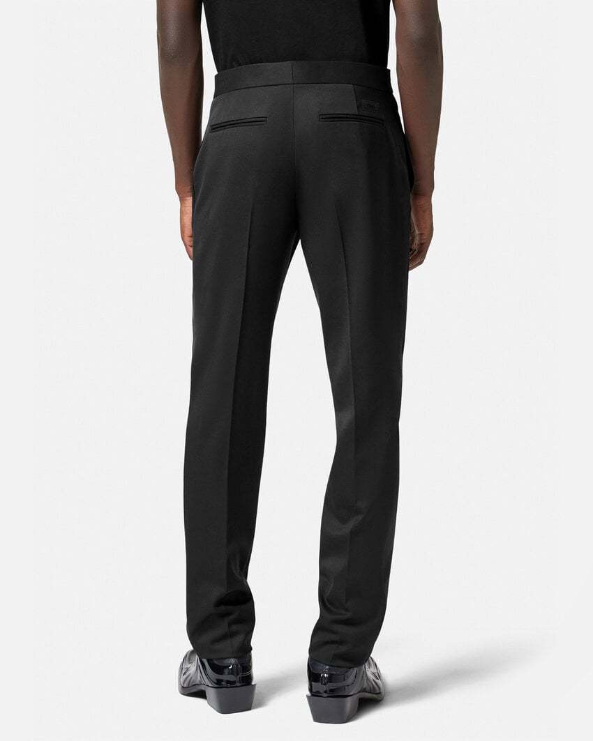 Versace Straight-leg Wool Trousers In Black