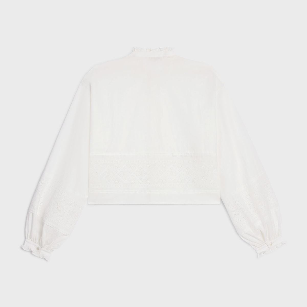Celine Embroidered Shirt In Linen Cotton Cloth In White