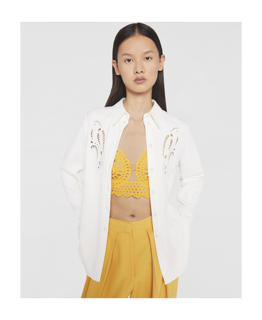 Stella Mccartney Petal Crochet Compact Crepe Shirt In White