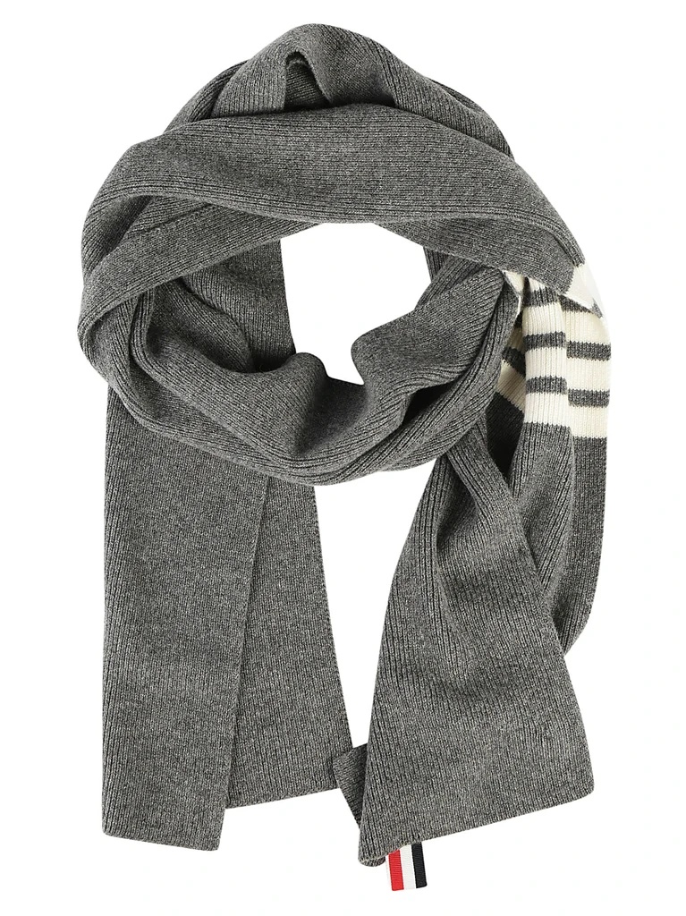 Thom Browne 4-bar Stripe Cashmere Rib Scarf In Gray