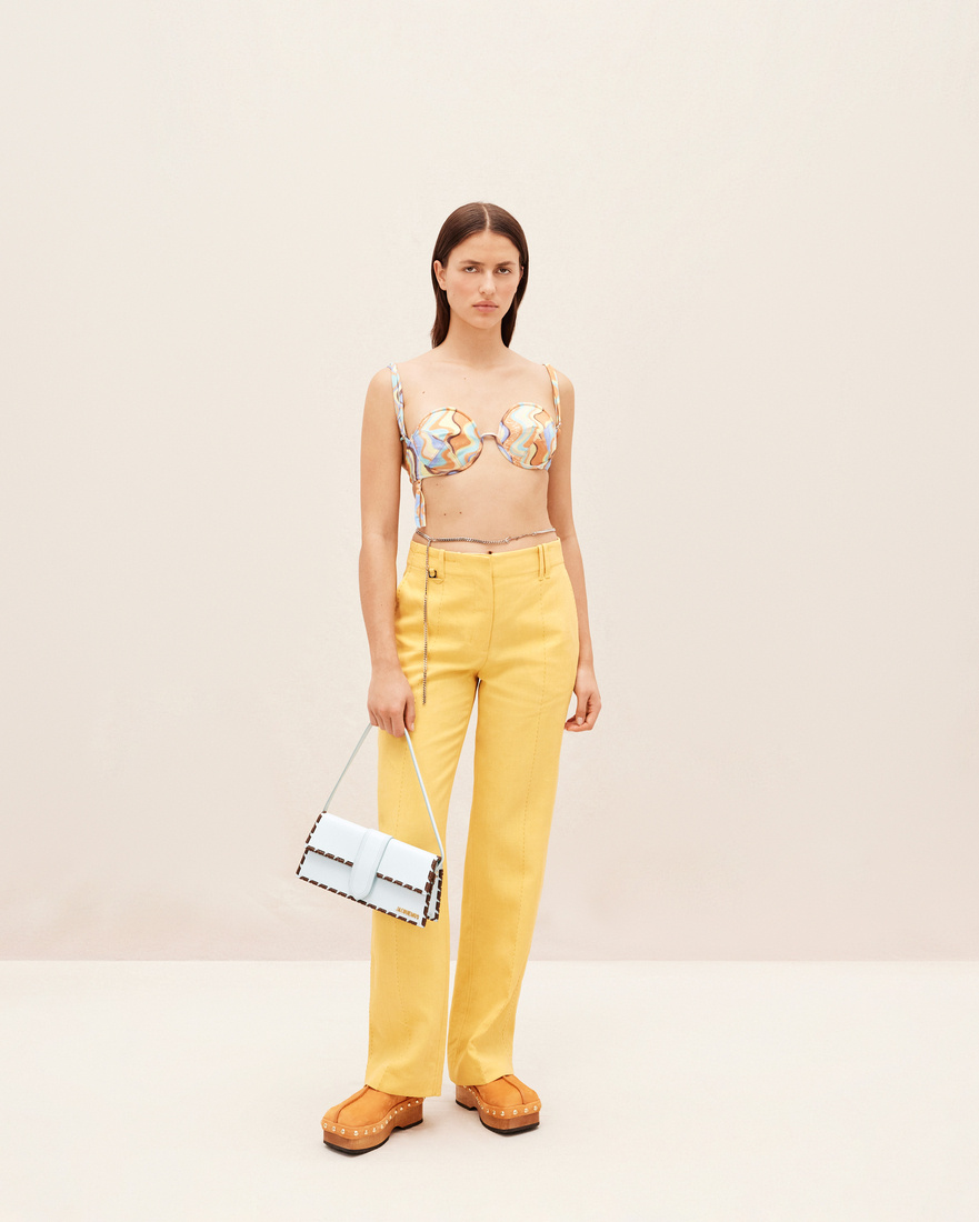 Jacquemus Stitched Pleated Trousers In Yellow