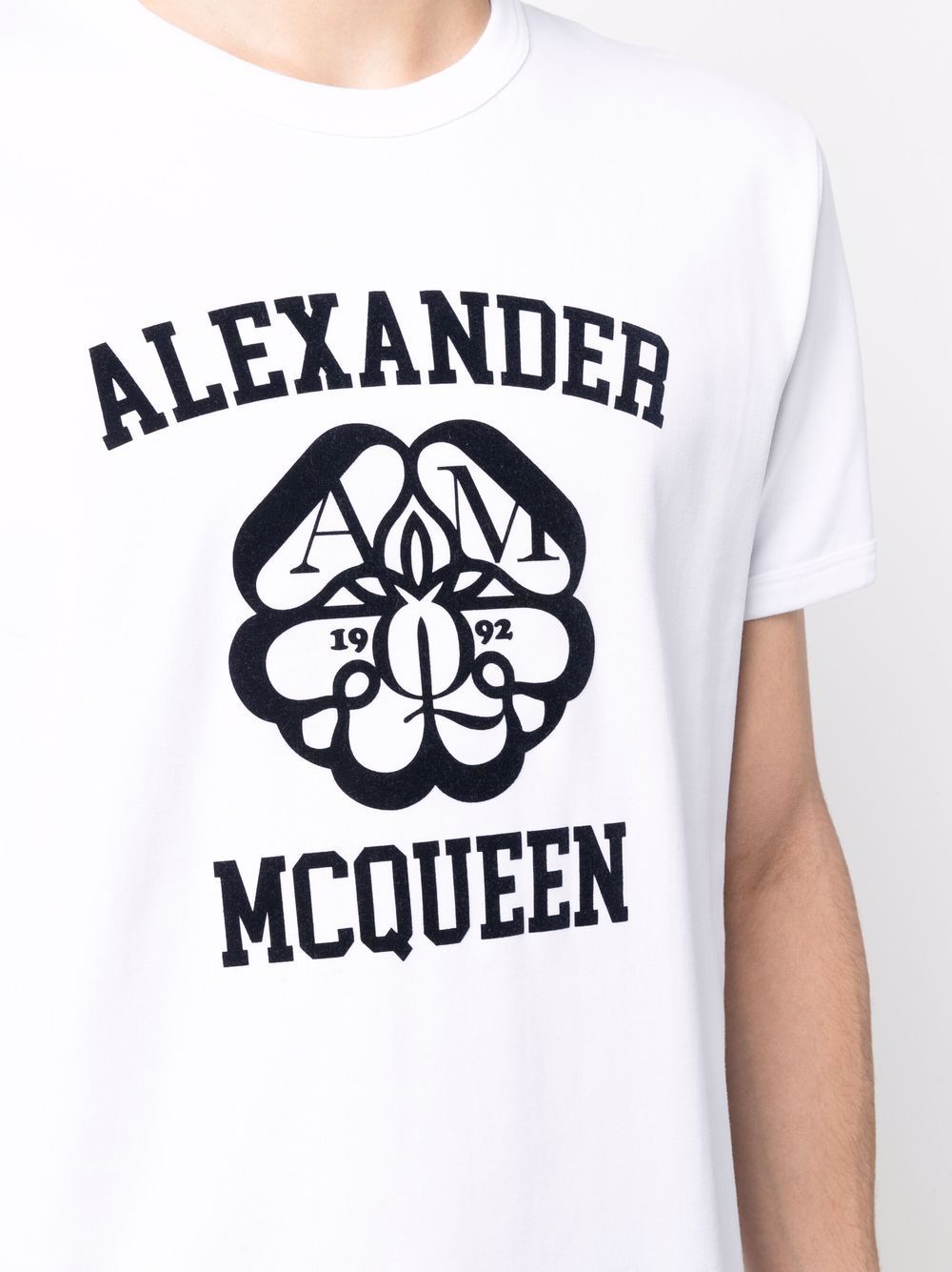 Alexander Mcqueen Flocked Cotton-jersey T-shirt In White