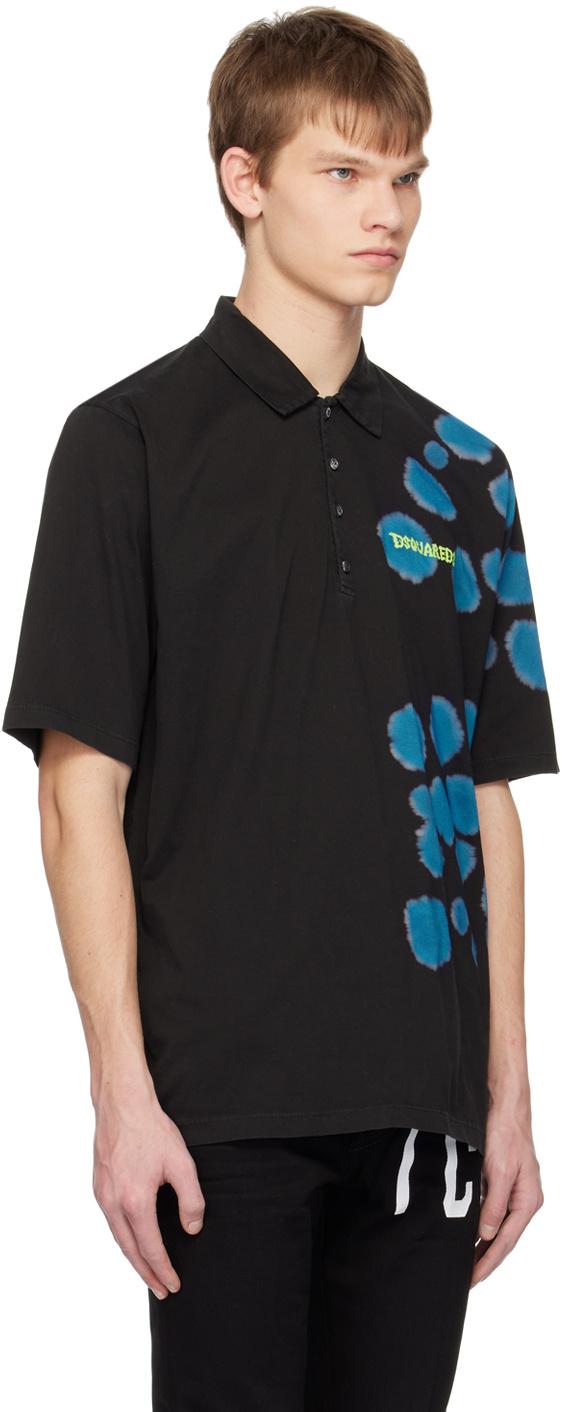 Dsquared2 Pattern Printed Polo Shirt In Black
