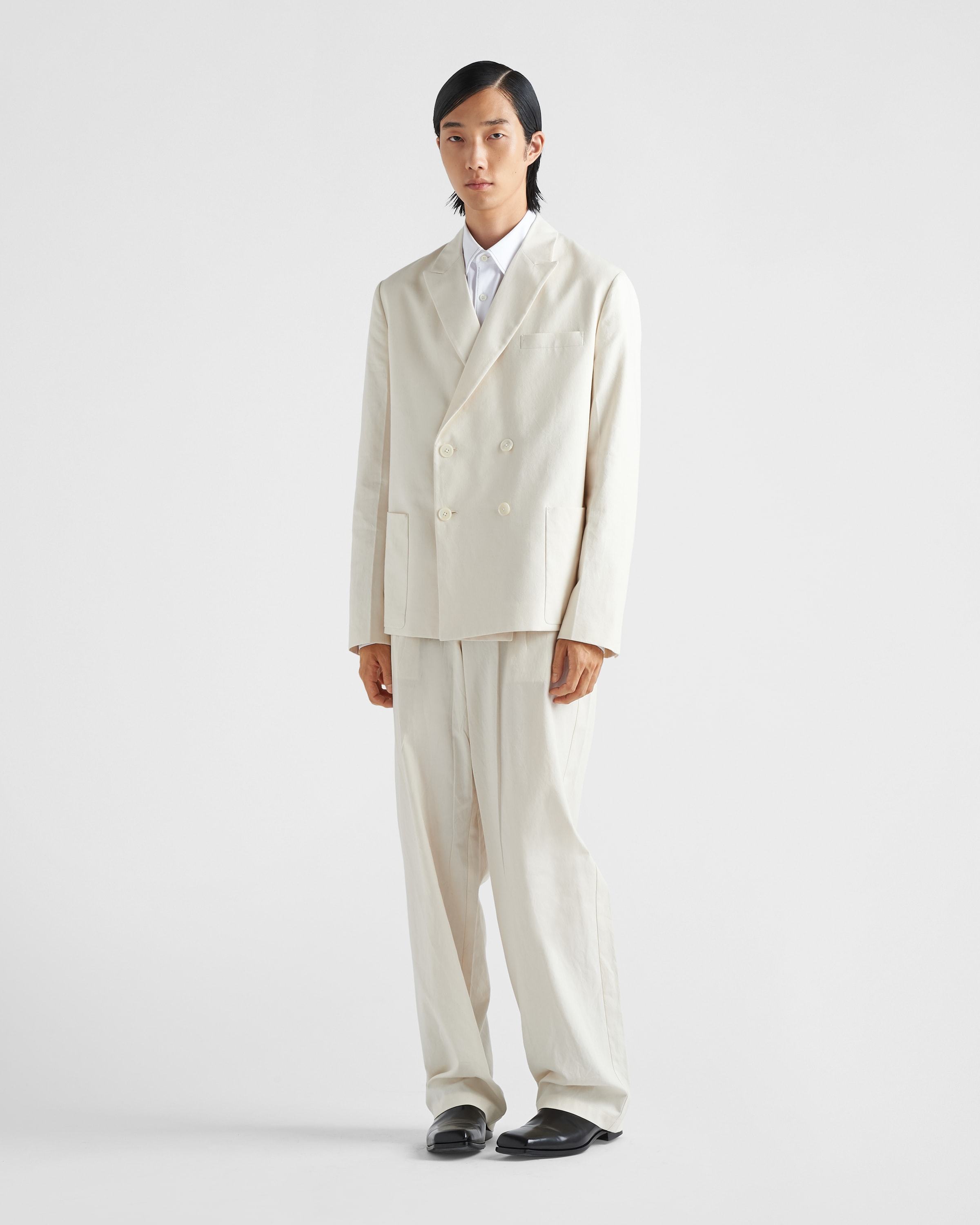 Prada Double-breasted Cotton Jacket In Nude