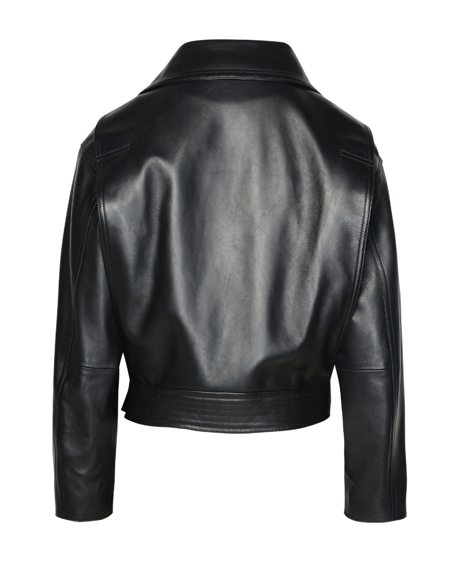 Versace Medusa-embellished Leather Biker Jacket In Black