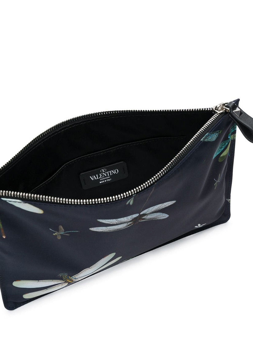 Valentino Dragonfly Print Clutch In Black