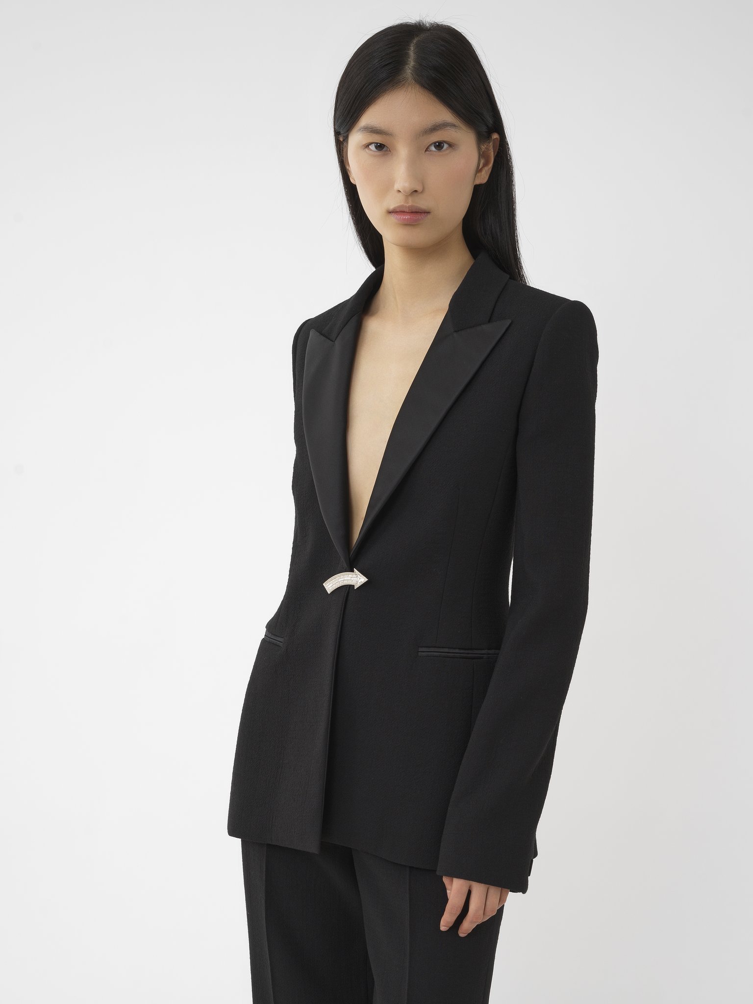 Shop Chloé Embellished Tuxedo Jacket In Black