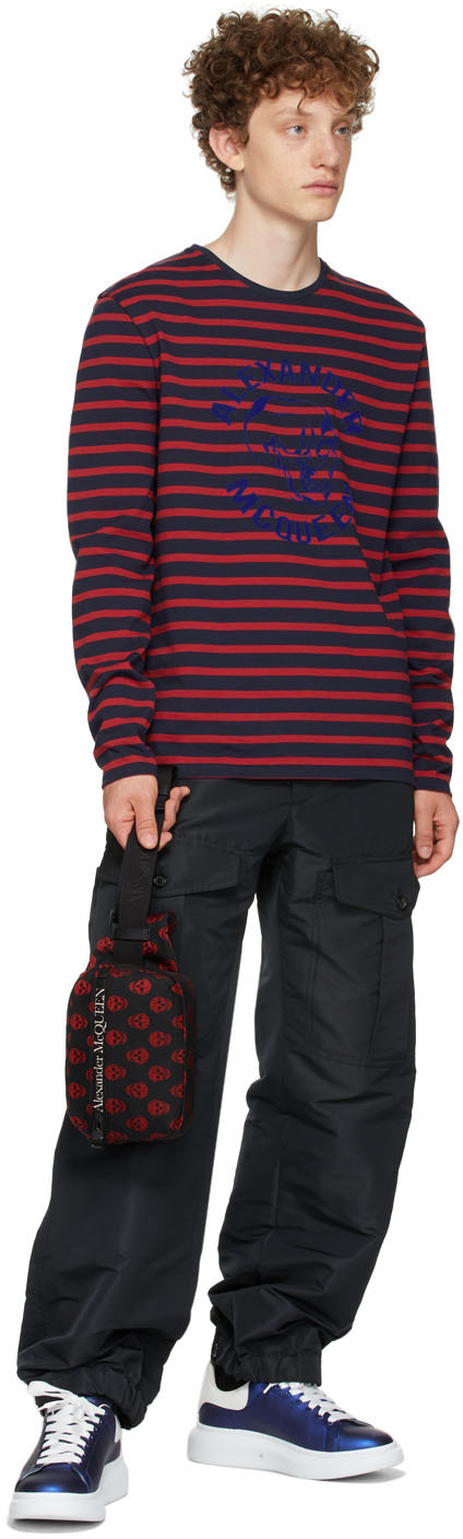 Alexander Mcqueen Striped Long Sleeve T-shirt In Black