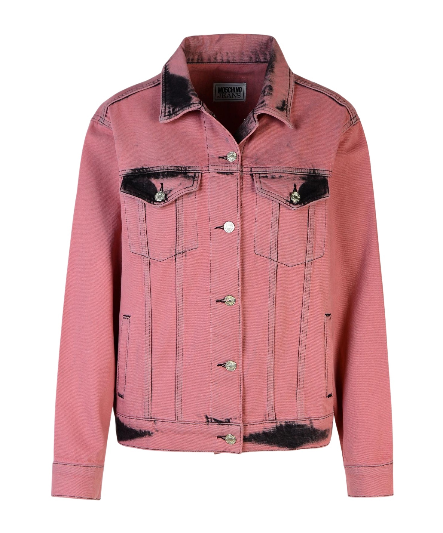 Moschino Cotton Jeans Jacket Featuring Adjustable Waist In Pink
