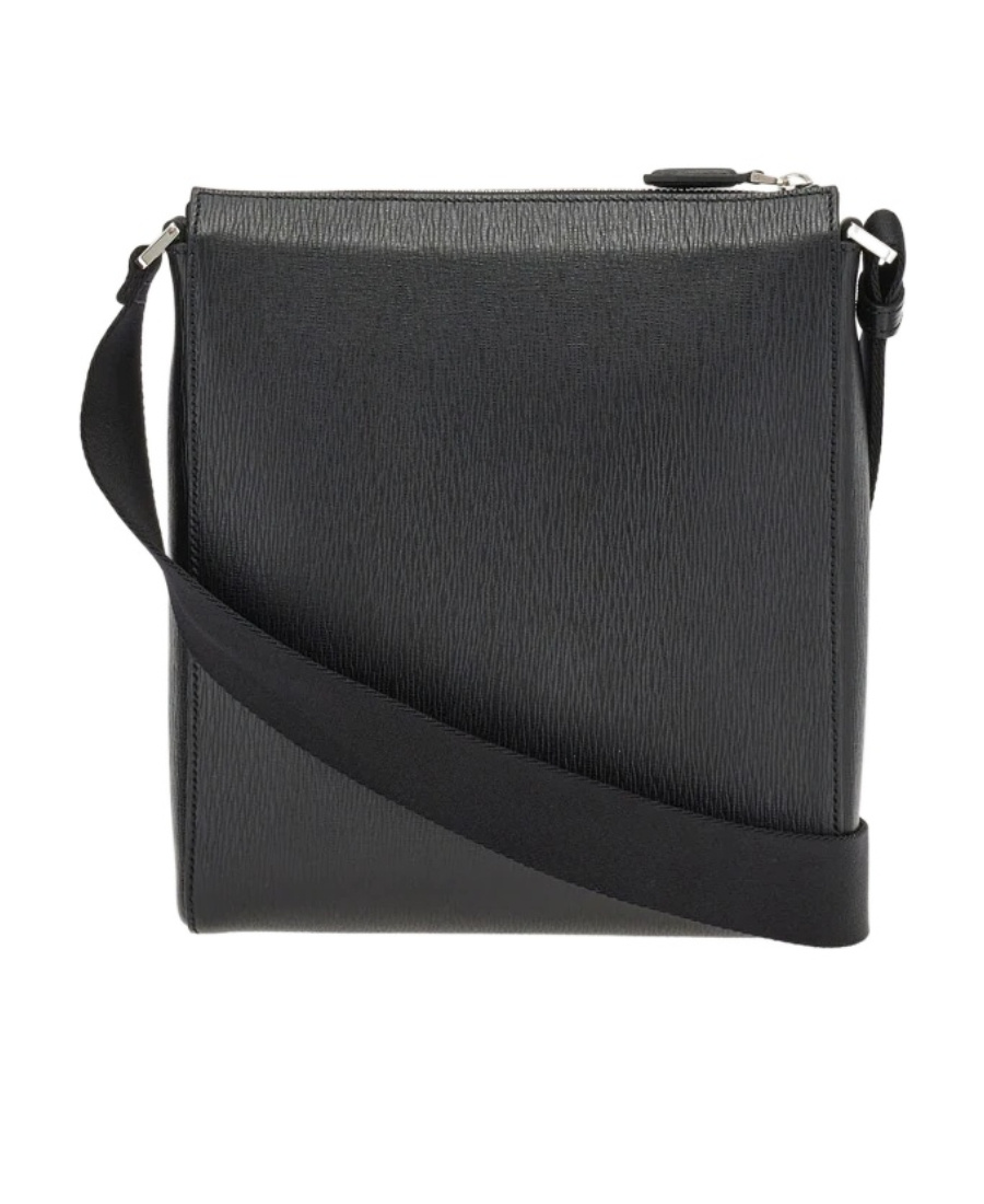 Ferragamo Logo-plaque Leather Messenger Bag In Black