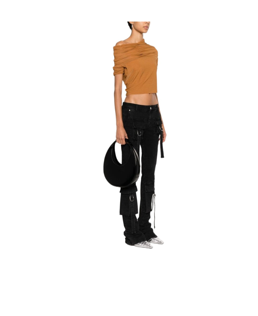 Shop Staud Moon Magnetic Fastened Shoulder Bag In Black