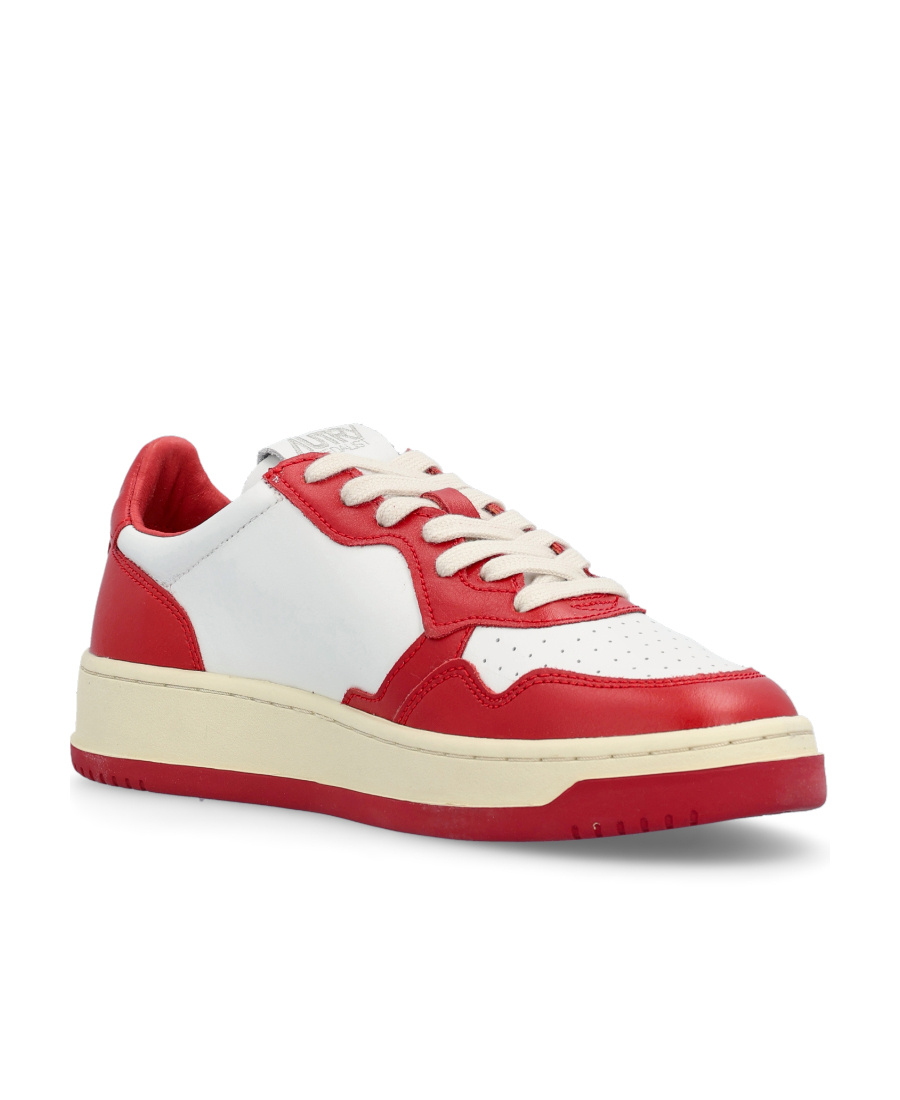 Autry Contrast-panel Leather Sneakers In Red