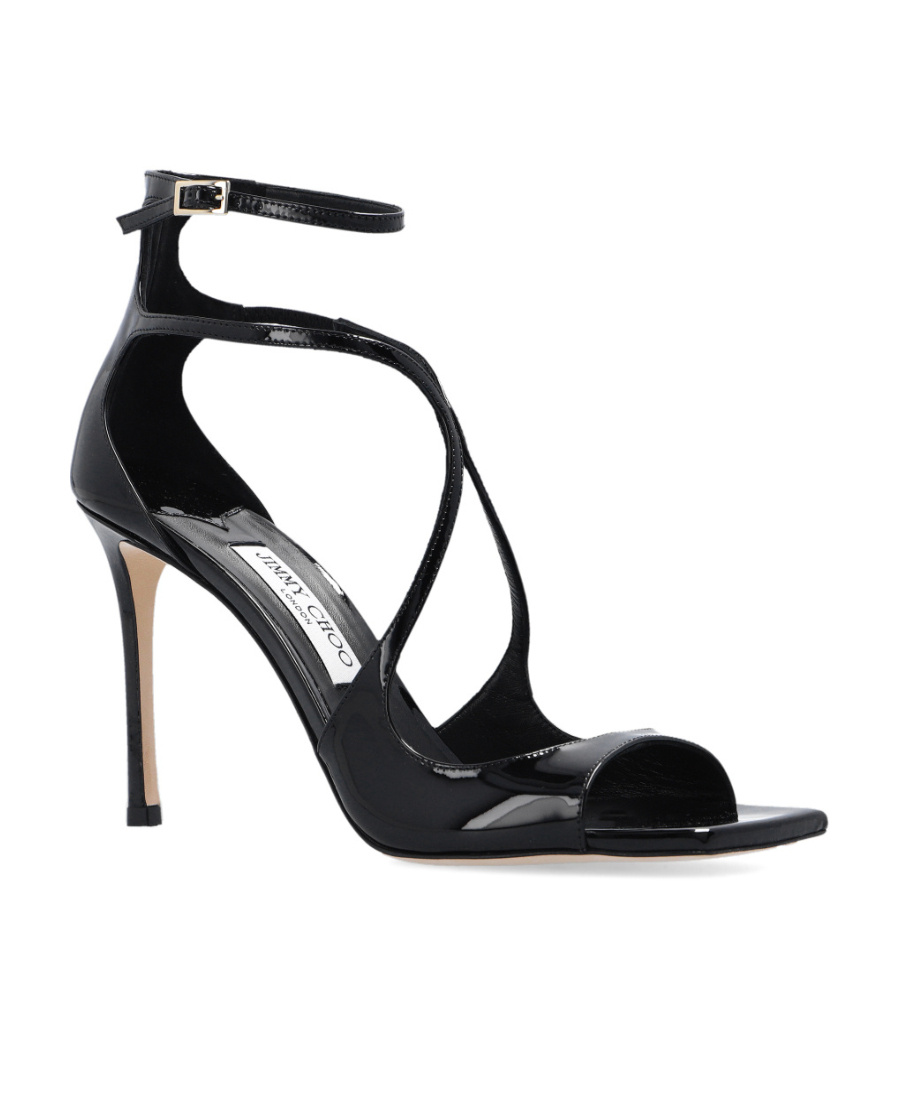 Jimmy Choo Womens Black Azia 110 Strappy Patent Leather Sandals In Black