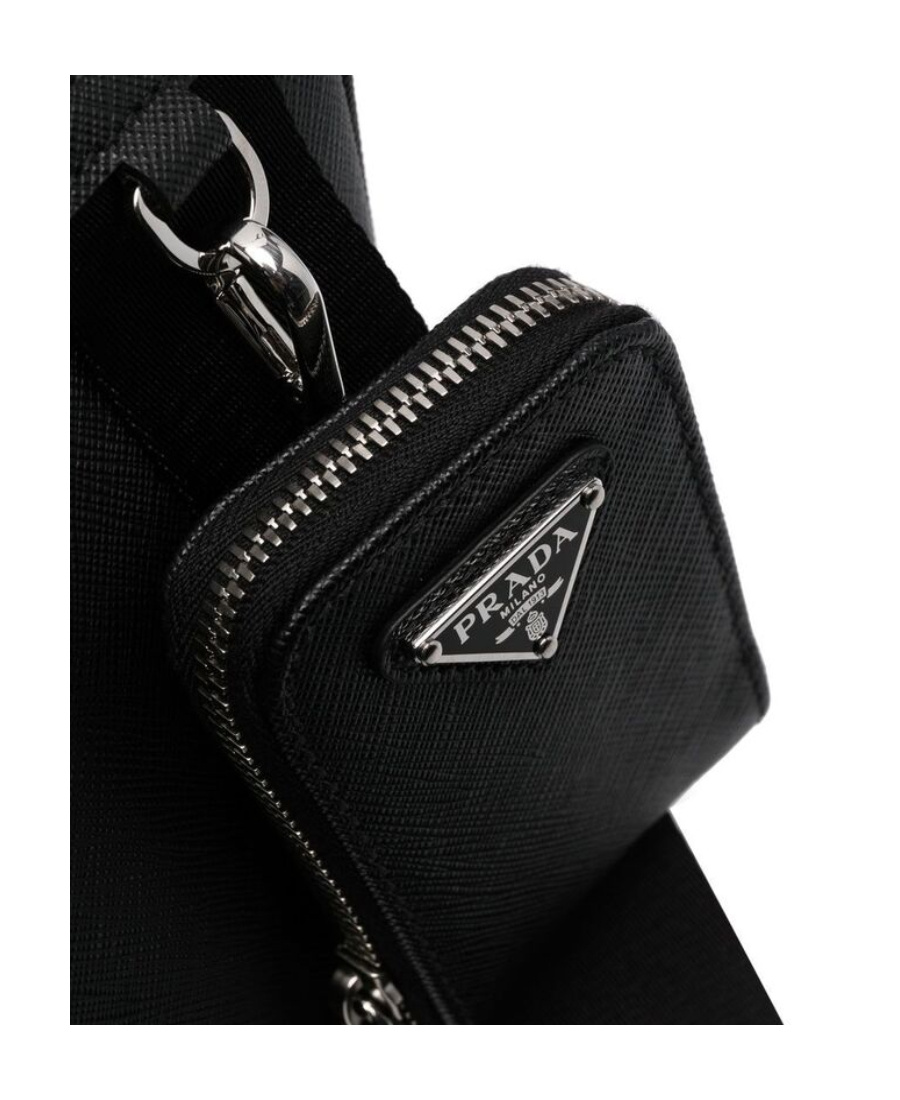 Prada Men's Leather Messenger Bag In Black