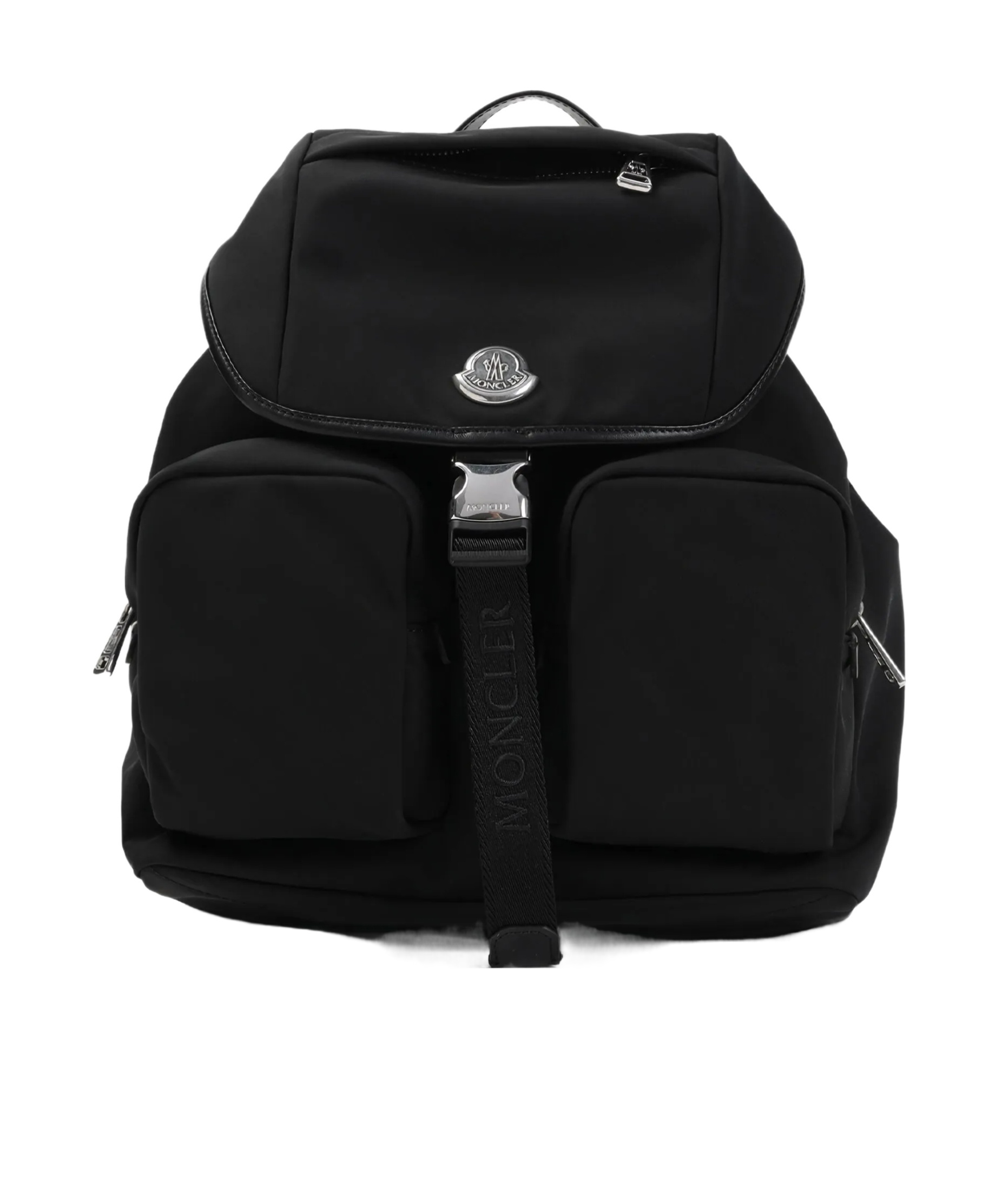 Moncler Black Polyester Backpack With Multiple Storage In Black