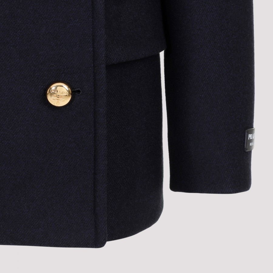 Prada Double-breasted Virgin-wool Coat In Blue