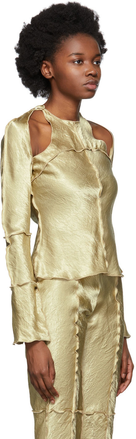 Yuzefi Ssense Exclusive Green Curly Cut T-shirt In Nude