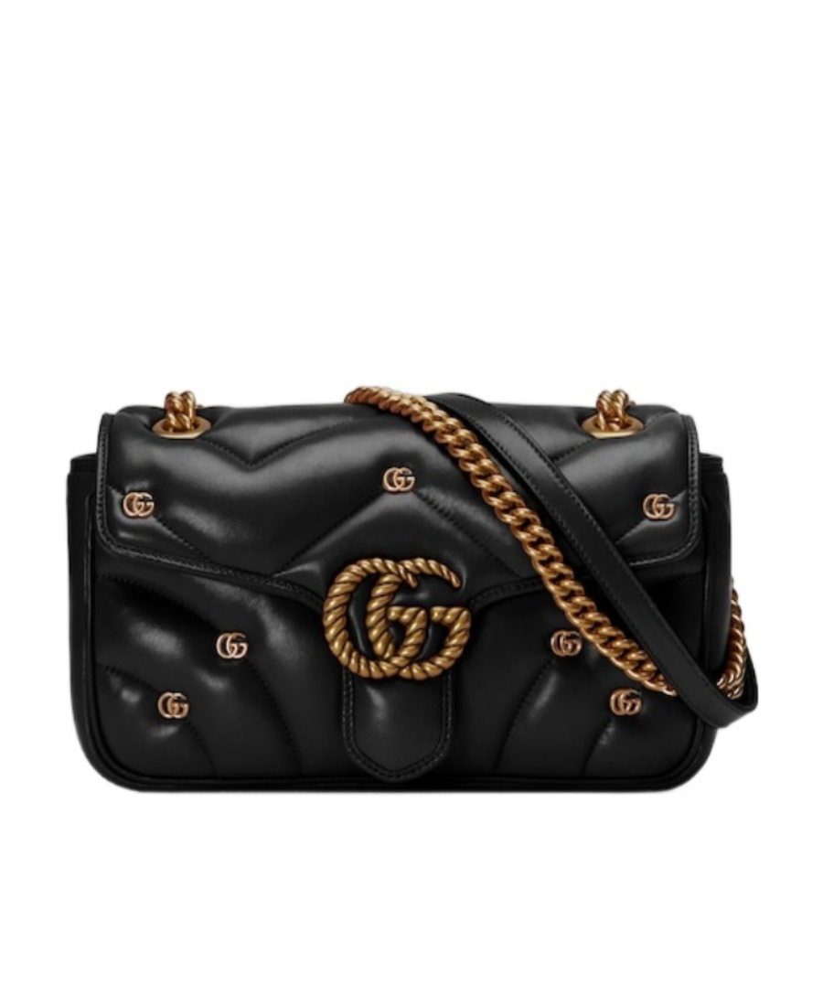 Gucci Small Gg Marmont Leather Shoulder Bag In Black