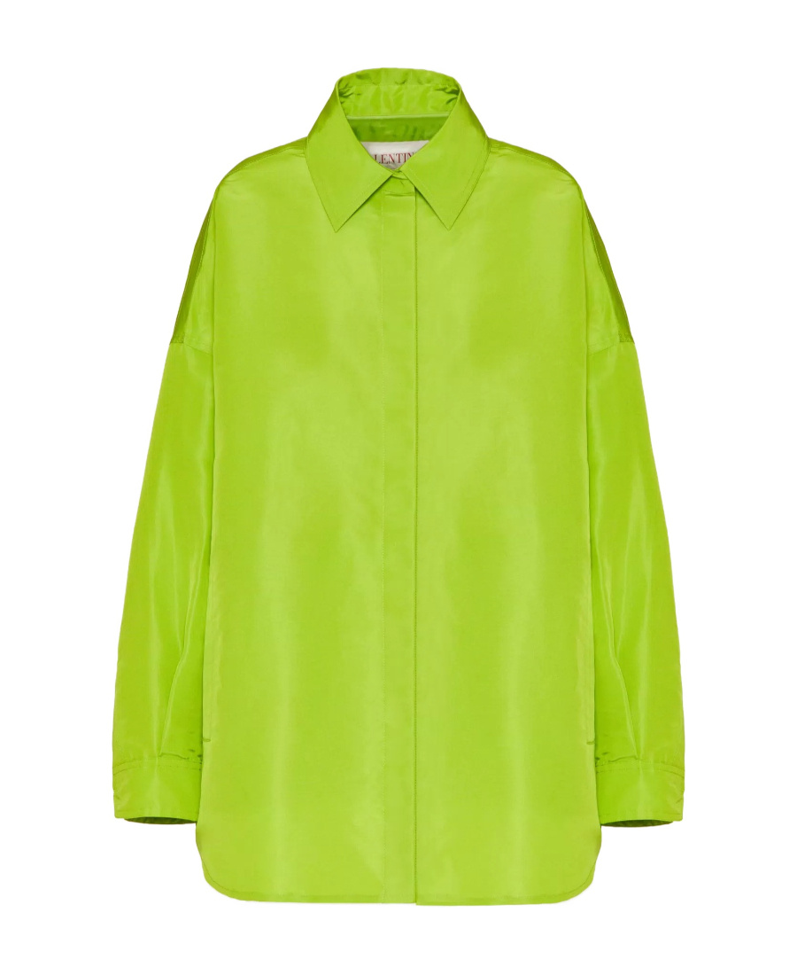 Valentino Oversized Silk Shirt In Green