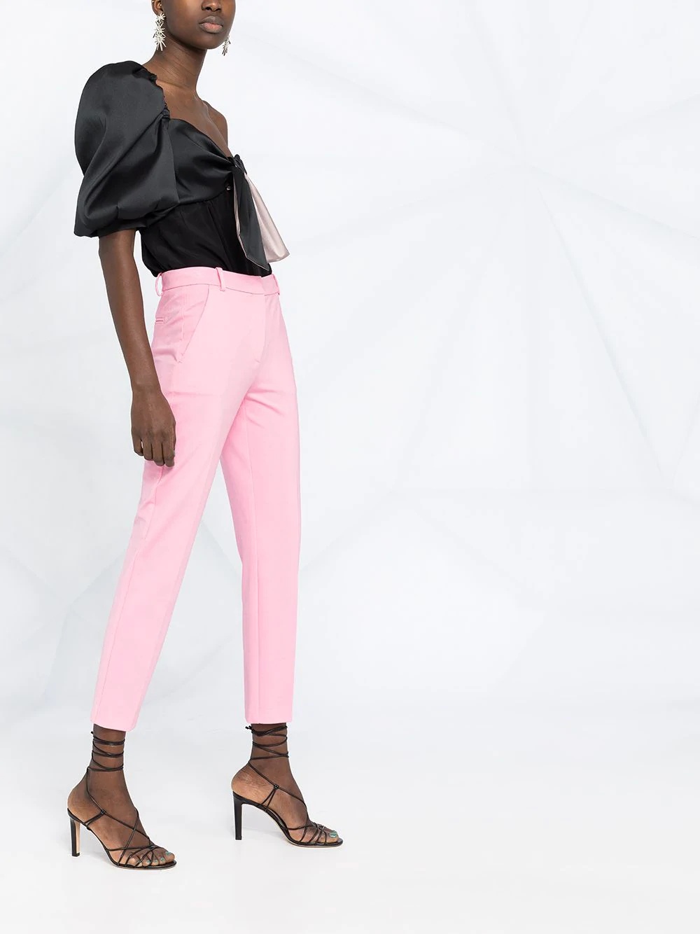 Pinko Tailored Cropped Trousers In Pink