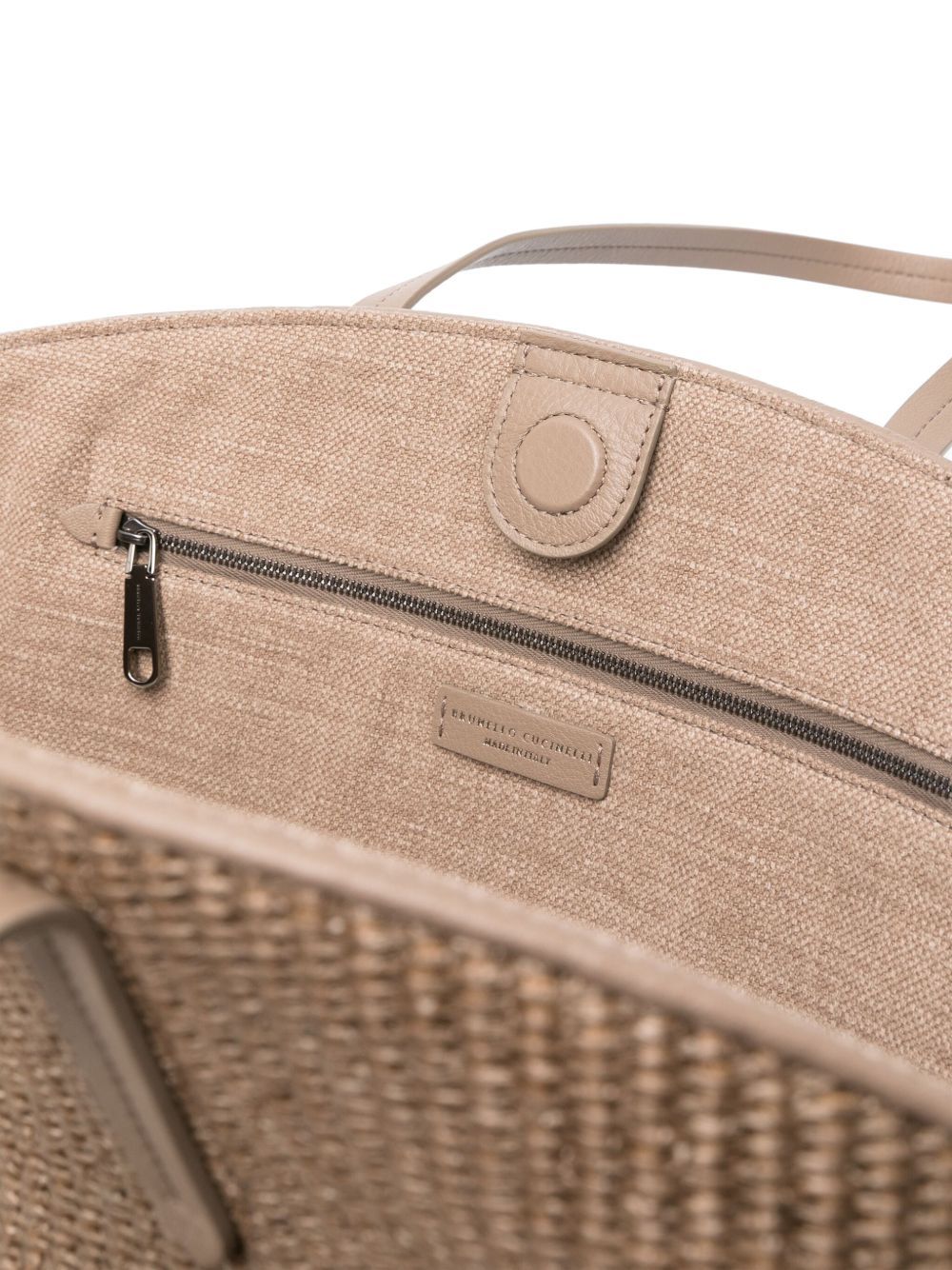 Brunello Cucinelli Woven Texture Tote Bag With Long Handles In Brown