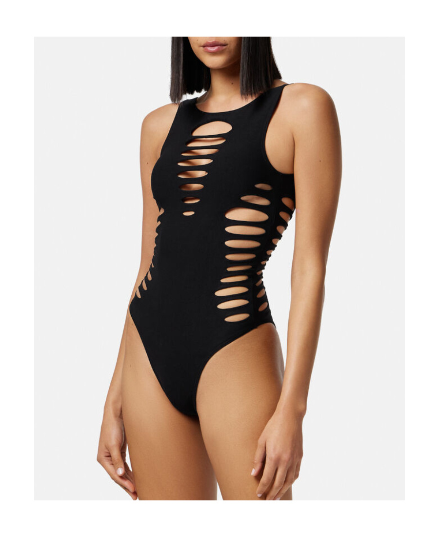 Versace Black Stretch Nylon Swimsuit In Black