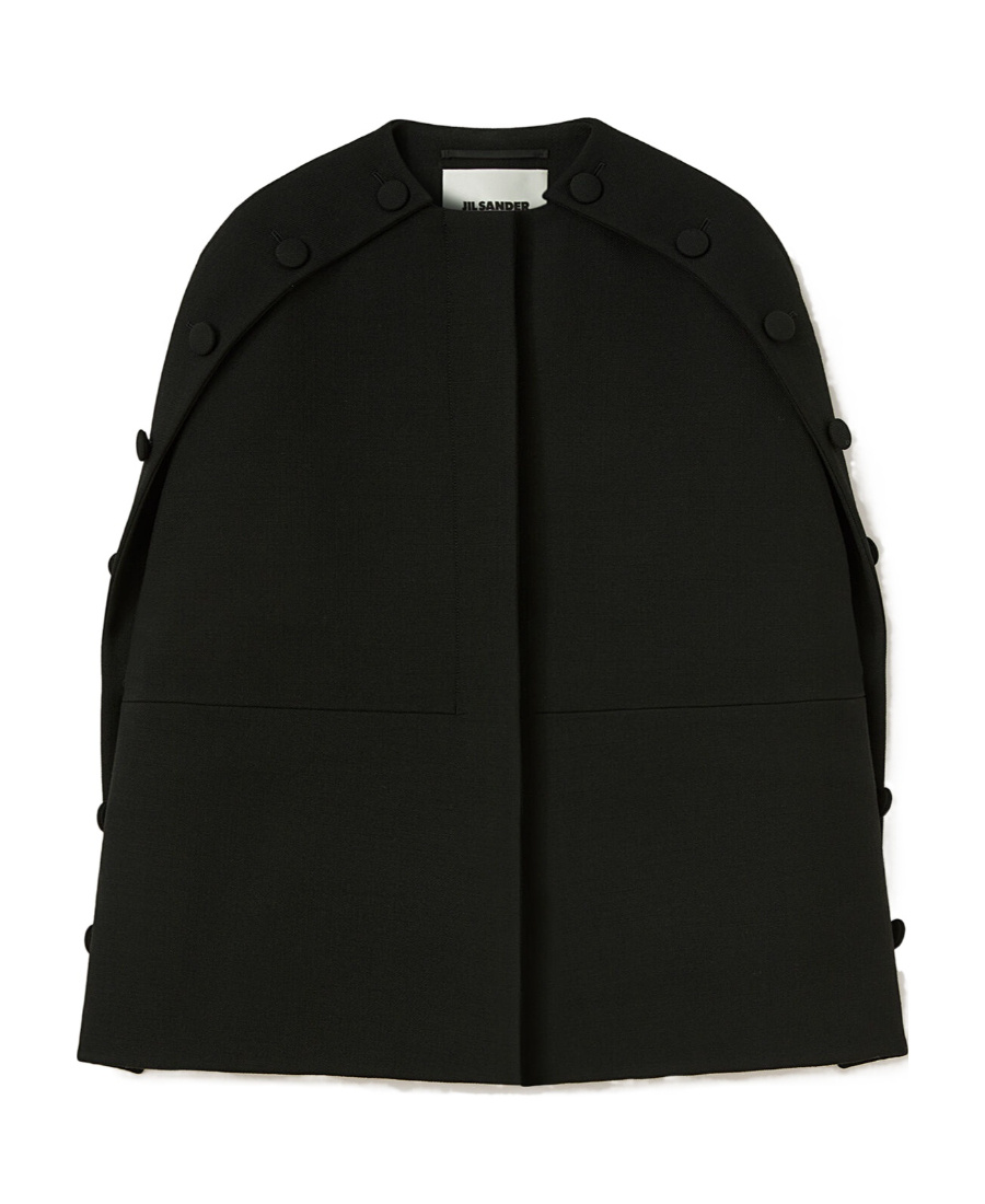 Jil Sander Buttoned Slit-sleeves Coat In Black