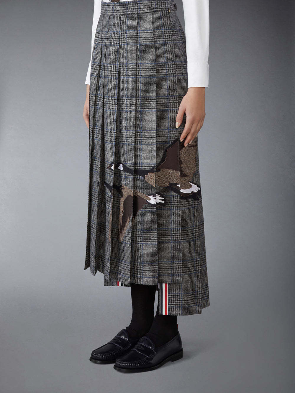 Thom Browne Plaid Skirt In Gray