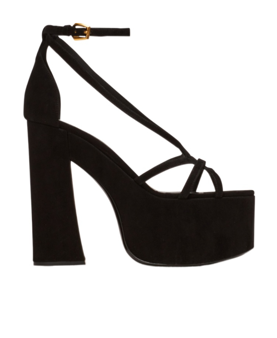 BALMAIN CAM SUEDE PLATFORM SANDALS