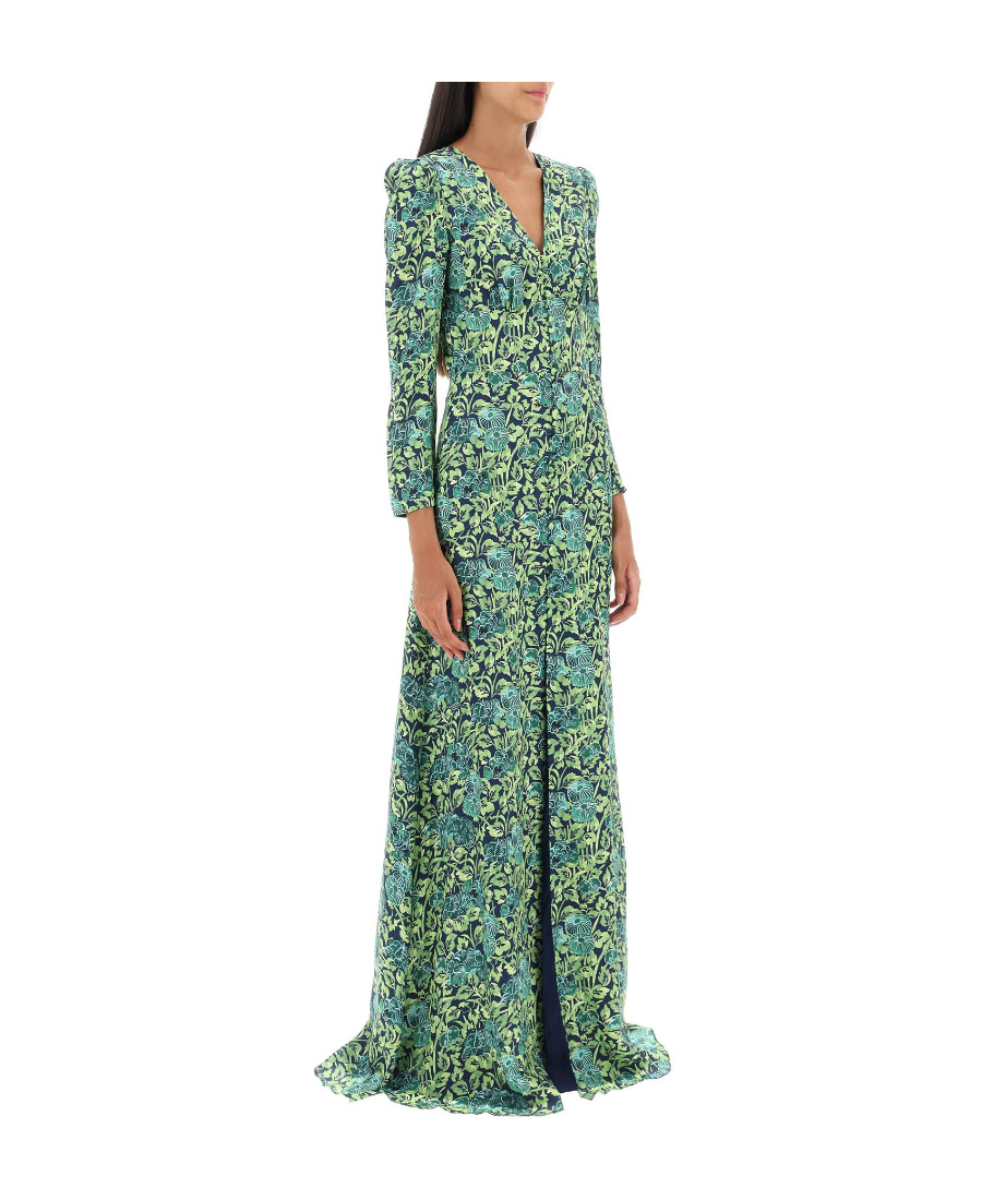 SALONI MARGOT V-NECK SILK LONG DRESS
