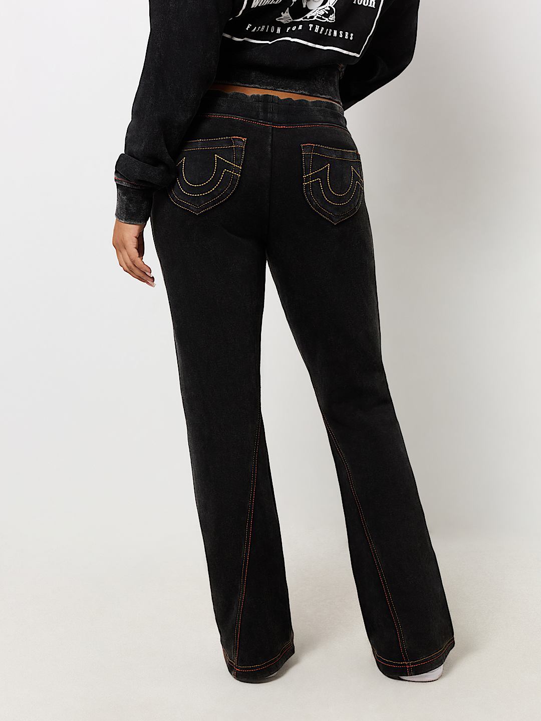 True Religion Vintage Wash Spade Pocket Low Rise Sweat Pant In Black