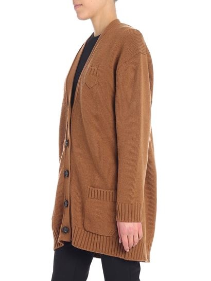 N°21 Star Patch Knitted Cardigan In Brown