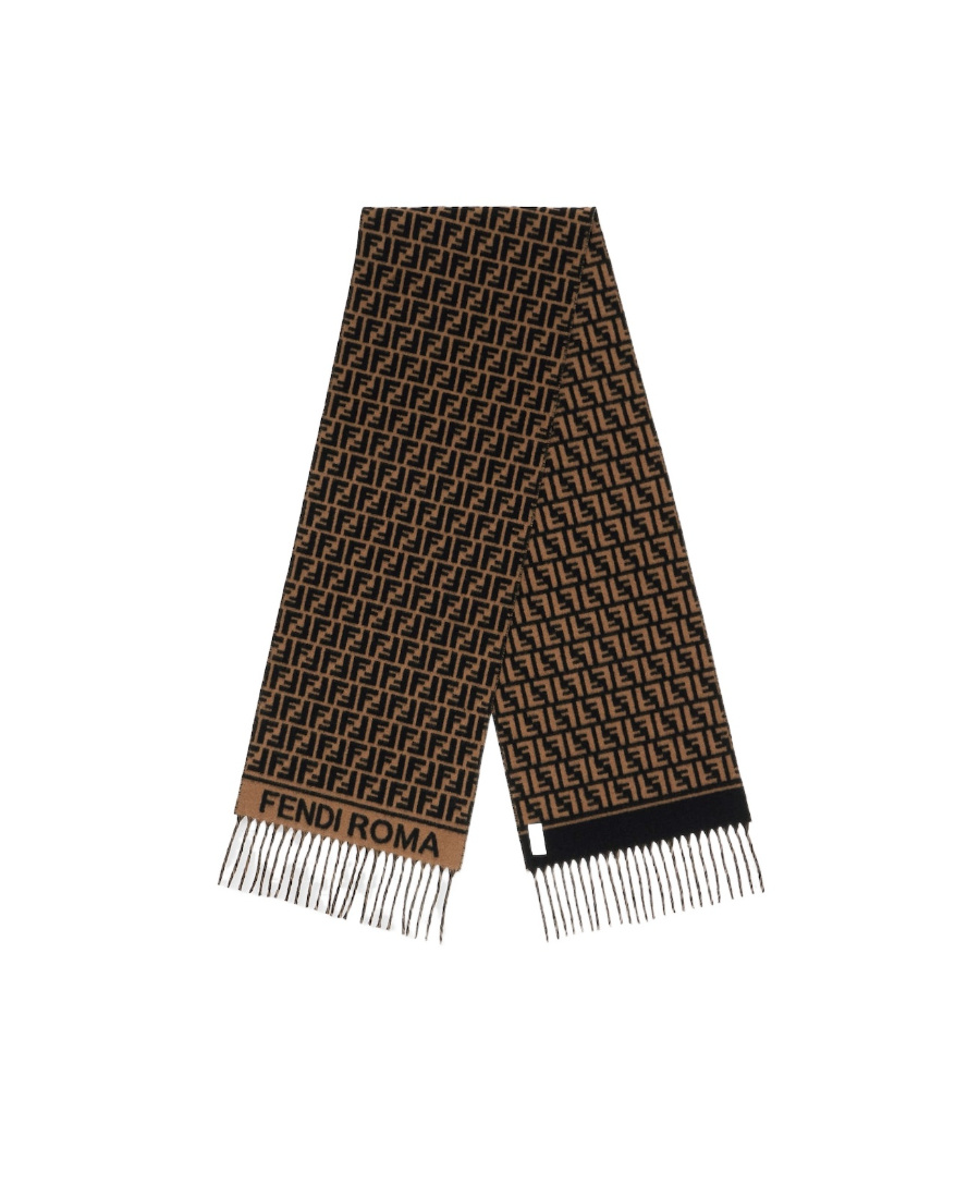 Fendi Brown Wool And Cashmere Scarf In Black