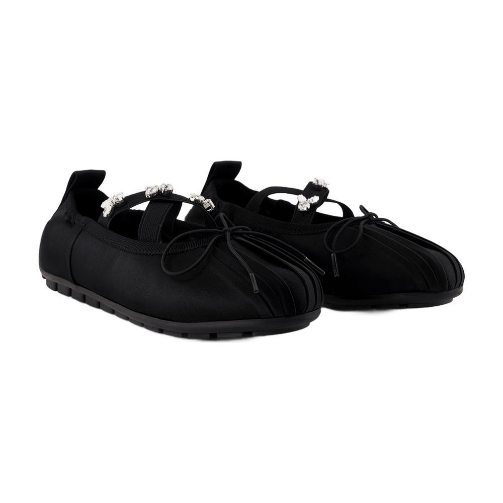 Simone Rocha Round Toe Ballet Shoes In Black