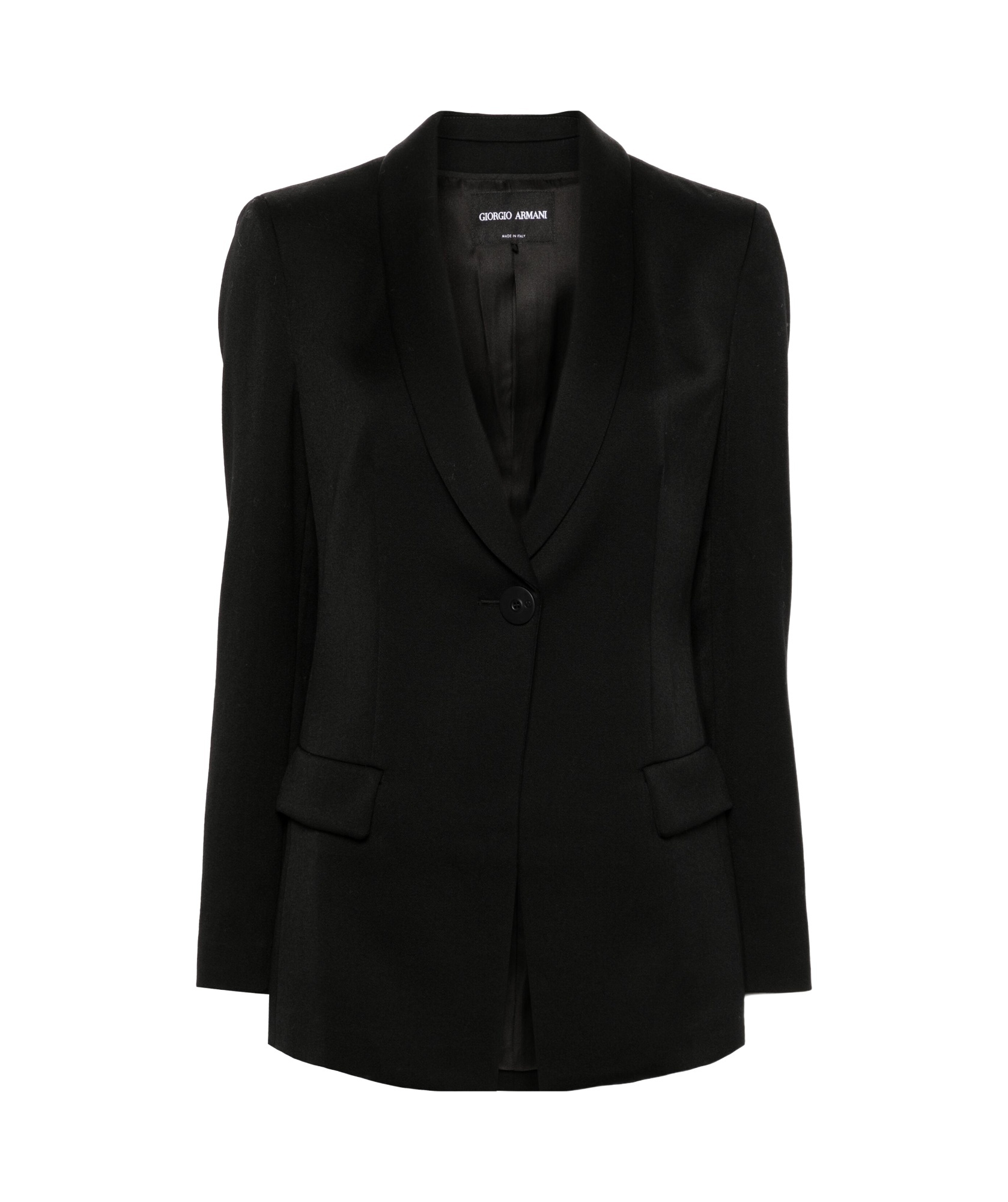 Giorgio Armani Single-breasted Ruffled Blazer In Black