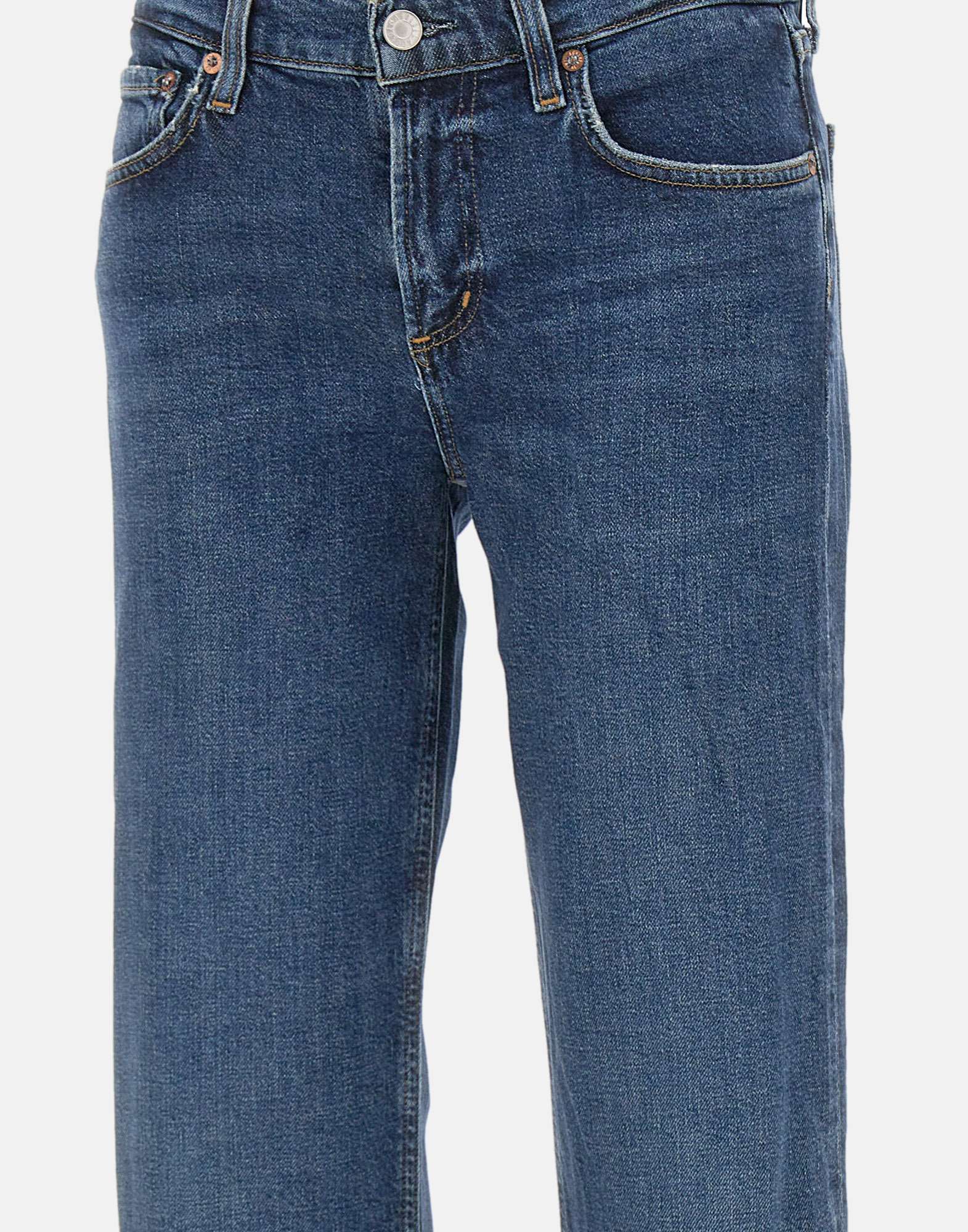 Agolde Denim Trousers With Belt Loops In Blue