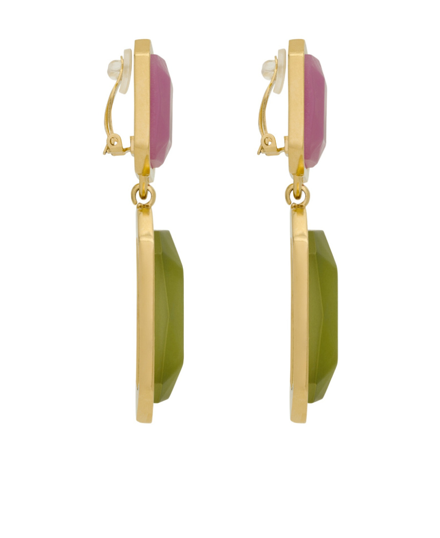 SAINT LAURENT SAINT LAURENT OCTAGON LOGO ENGRAVED EARRINGS