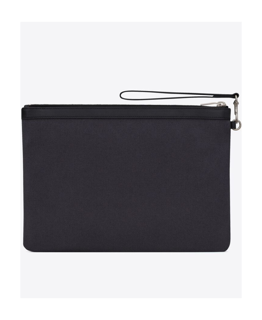 Saint Laurent Logo-print Zipped Pouch In Black